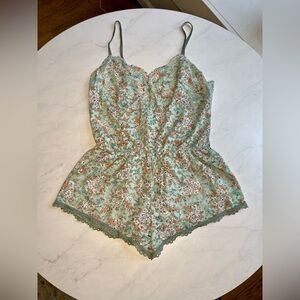 Victoria’s Secret Floral Lace Lingerie Romper in Green Women’s Size Small
